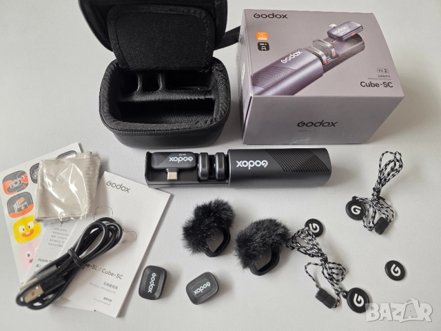 Godox Cube-SC Kit2 2.4GHz безжична микрофонна система, черен , снимка 12 - Чанти, стативи, аксесоари - 52226019
