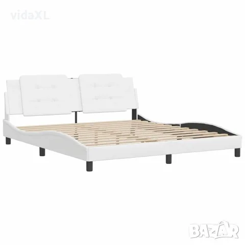 vidaXL Рамка за легло без матрак Zadar, бяла, 180x200 см, изкуствена кожа, снимка 3 - Спални и легла - 56146794