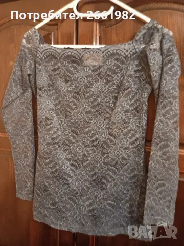 Нежна тъмносиня дантелена блуза , снимка 1
