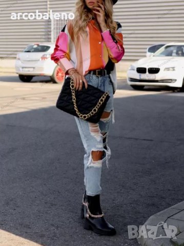 Дамска риза с дълъг ръкав с едноредно закопчаване и щампа, 4цвята, снимка 13 - Ризи - 39165674