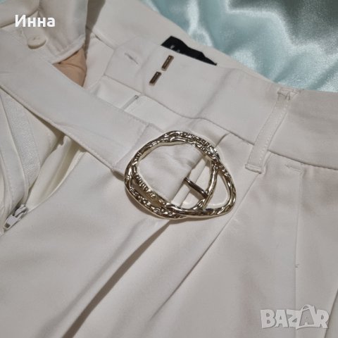 Бели къси панталонки XS/34 бермуди басти ръб висока талия колан MOHITO , снимка 8 - Къси панталони и бермуди - 37199138