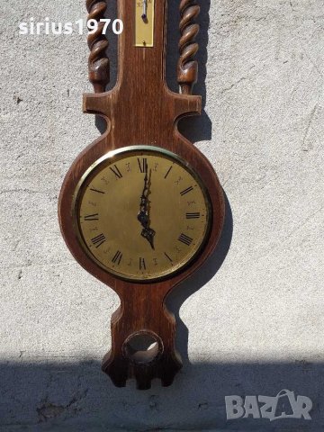 Голяма немска хурка часовник с барометър, снимка 3 - Стенни часовници - 29303804