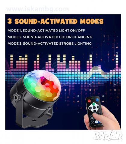 LED ДИСКО ПАРТИ ЛАМПА 7 ЦВЯТА - код 2968, снимка 3 - Други - 33905025