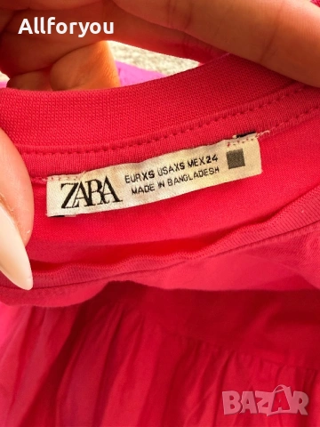 Розова рокля Zara XS размер , снимка 2 - Рокли - 54177407