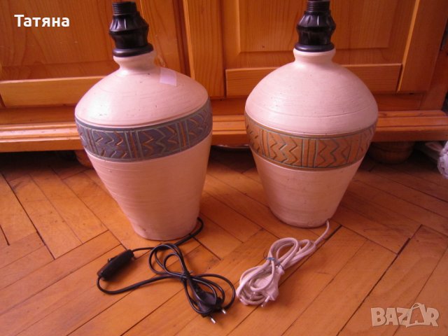 Керамични  настолни лампи , комплект кер.съдове ,обшити с ратани свещници, снимка 2 - Декорация за дома - 32097728