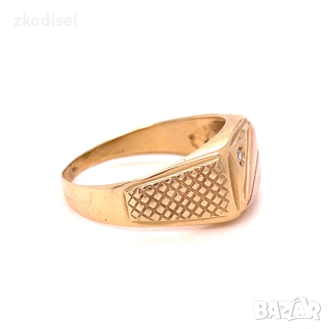 Златен мъжки пръстен 6,22гр. размер:69 14кр. проба:585 модел:38196-5, снимка 3 - Пръстени - 54074349