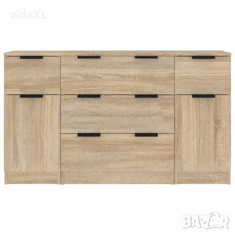 vidaXL Бюфет от 3 части, сонома дъб, инженерно дърво, снимка 5 - Бюфети - 56146640