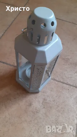 фенер метален ретро антикварен, за свещ кандило или други метал светло сив, снимка 2 - Антикварни и старинни предмети - 48907495