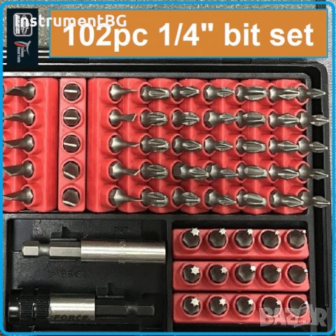 Комплект накрайници FORCE 1/4" / 102 части, снимка 4 - Винтоверти - 32006931