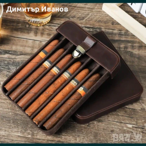 Ретро кожен калъф за 6 пури от естествена кожа, снимка 2 - Други - 50997611