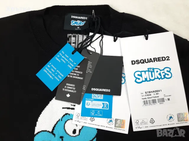 Dsquared2 x The Smurfs - Оригинален мъжки пуловер размер M, снимка 11 - Пуловери - 48271298