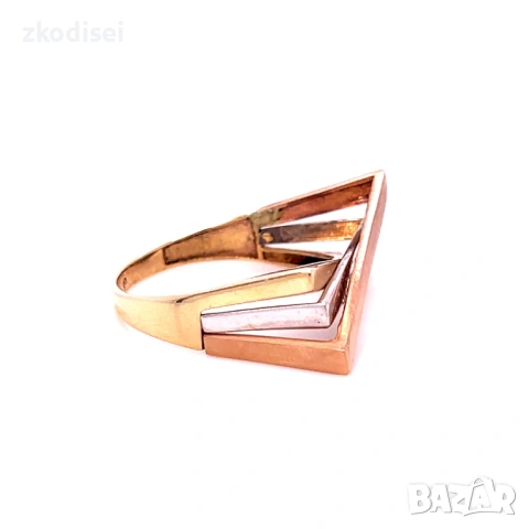 Златен дамски пръстен 3,67гр. размер:60 14кр. проба:585 модел:37103-5, снимка 3 - Пръстени - 54068428