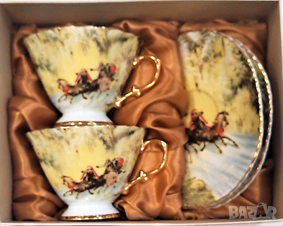 Чаши с чинийки с  цветя от костен порцелан , снимка 17 - Подаръци за жени - 27210077