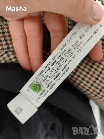 Дамско двуредно сако Zara, каре, размер M (отлично състояние), снимка 5 - Сака - 56086324