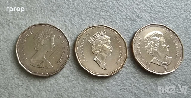 Канада . 1 долар .  3 бройки  по 1 долар . Различна Кралица.
