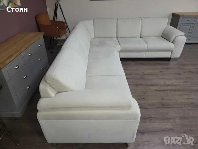 Светло кремав ъглов диван от плат с функция сън и чекмедже КS4815, снимка 8 - Дивани и мека мебел - 44245239