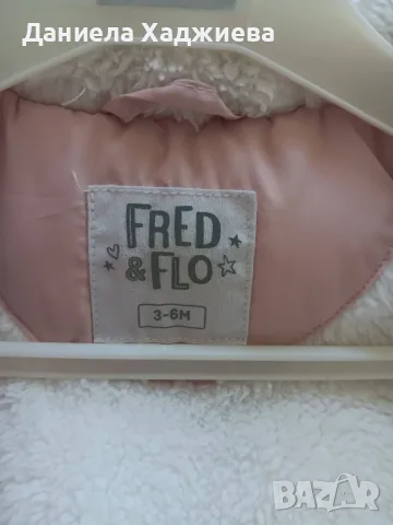 Прекрасно зимно пухено яке Fred & Flo в нежно розово, снимка 3 - Бебешки якета и елеци - 56126968