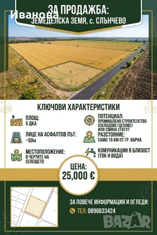 Продавам имот в село Слънчево