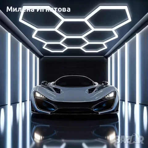 LED хексагонално осветление за гараж и работилница 280W, 6500K, 257.6×244.4 см, 35 LED панела, IP54, снимка 10 - Лед осветление - 55907534