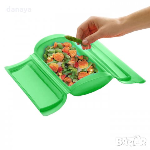 1713 Силиконова форма с капак за здравословно готвене, 650 ml, снимка 5 - Съдове за готвене - 30358008
