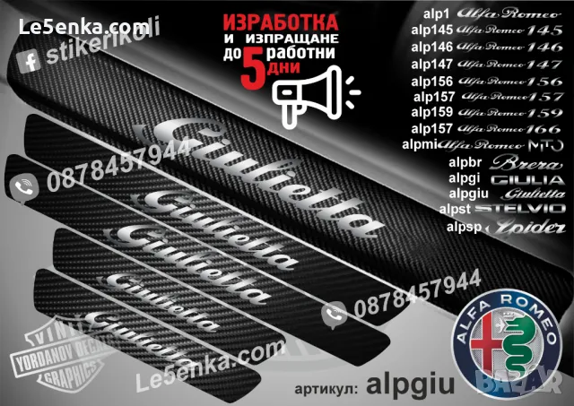 ПРАГОВЕ карбон Alfa Romeo SPIDER фолио стикери alpsp, снимка 12 - Аксесоари и консумативи - 43997499