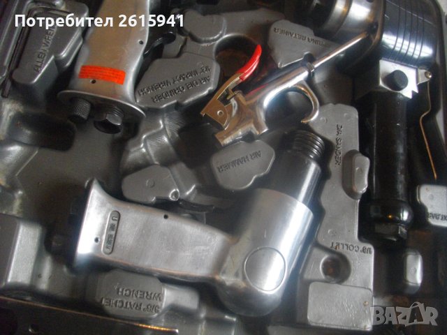 Немски Комплект 4 бр. Пневматични Инструменти-Пневматичен Ексцентър Виброшлайф/Секач Къртач/Обдухвач, снимка 8 - Други инструменти - 42097313