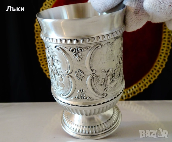 Чаша от калай с картини Влюбени,Пътешествие,Пролет. , снимка 4 - Антикварни и старинни предмети - 51571181