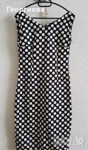 Класическа черно-бяла рокля на точки, снимка 1 - Рокли - 37755712