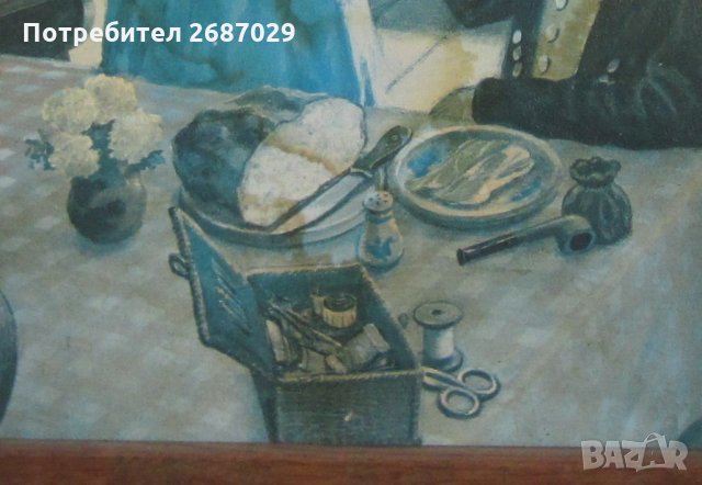 Стара масивна голяма дървена рамка с приятен кръчмарски принт, снимка 4 - Други - 32024855