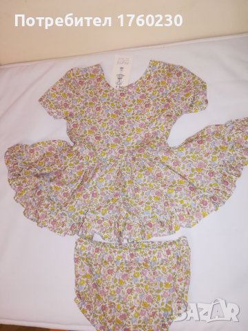 Детска рокличка с флорални мотиви и гащички , снимка 4 - Бебешки рокли - 38770659