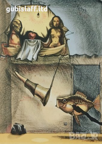 Картина, графика, "Търсачи на щастие", худ. Д. Колибаров, 1997 г., снимка 2 - Картини - 42462238