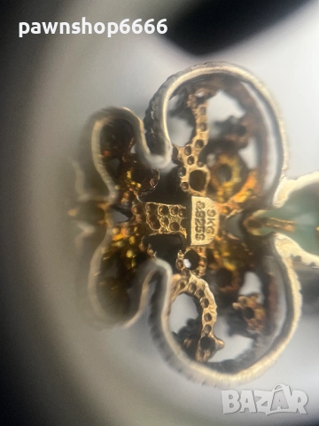 Винтидж висулка 925+14 карата злато с изумруди, снимка 9 - Колиета, медальони, синджири - 51663761