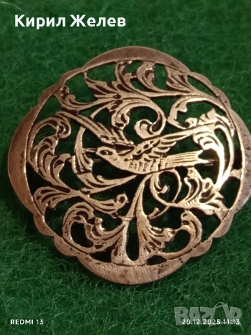 Винтидж сребърна брошка Ар Нуво филигранна изработка 49849, снимка 4 - Колиета, медальони, синджири - 52918047