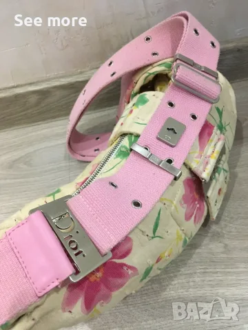Vintage Dior Inspired Floral Denim чанта, снимка 6 - Чанти - 55955450