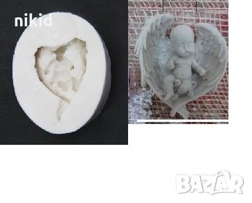 2 вида бебе с крила силиконов молд форма фондан шоколад гипс калъп украса, снимка 2 - Форми - 30263775