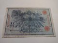 Райх банкнота - Германия - 100 марки / 1908 година червен печат- 17978, снимка 1