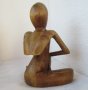 Дървена фигура, човек, мислител, молитва, йога, медитация, снимка 6