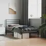 vidaXL Метална рамка за легло с горна табла, черна, 75x190 см, снимка 3
