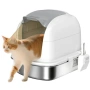 PawHut Котешка тоалетна от неръждаема стомана с капак, снимка 6