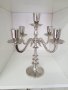 Свещник за пет свещи - алуминий, в сребристо, снимка 1 - Декорация за дома - 38084018