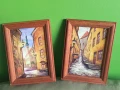  Две картини "Пейзаж от Италия "-  техника  маслени бои, снимка 1