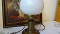 Винтидж настолна,  месингова лампа със стъклен аплик и шише в Рустик стил, снимка 7