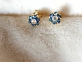 Стари 18к. златни обеци с диаманти и сапфири, снимка 4
