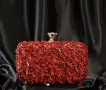 Вечерна клъч нов - чанта в цвят червен ръчна изработка, снимка 4
