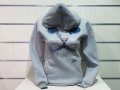 Нов дамски суичър с 3D принт сива Котка със сини очи, снимка 16