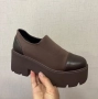 Обувки на платформа - кафяв неопрен и кожа - NPR22 , снимка 2