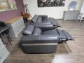 Сив кожен диван тройка и фотьойл Moreno с ел. релакс механизъм, снимка 11