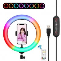 Led трипод Selfie Ring Multicolor 10 инча, снимка 2 - Други - 31566853