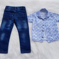 Дънки и риза за момче 18-24 месеца, снимка 11 - Панталони и долнища за бебе - 29315573
