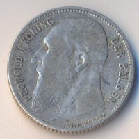 Белгия стар сребърен франк 1909 година, снимка 1 - Нумизматика и бонистика - 38321019